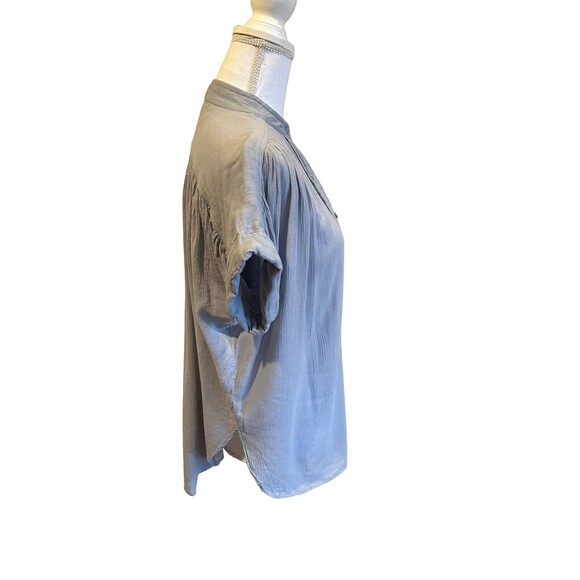 Silence + Noise Women's XS Oversized Short Sleeve Button Up Blouse Boho Gauzy - Picture 3 of 8